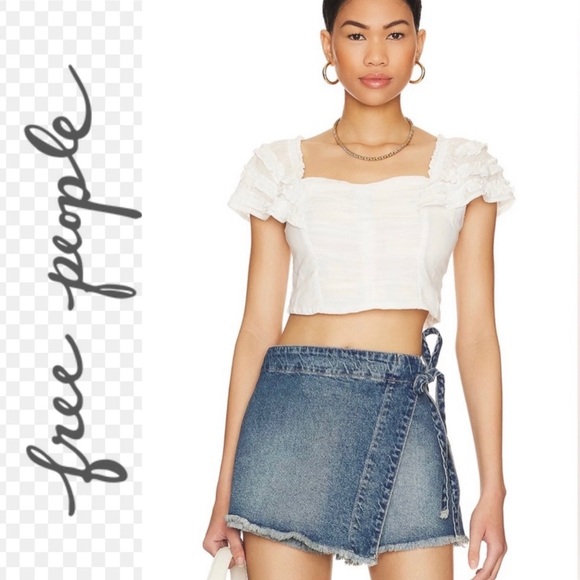 NWT Free People Thank You Very Sweetly Crop Top Size Lwhite